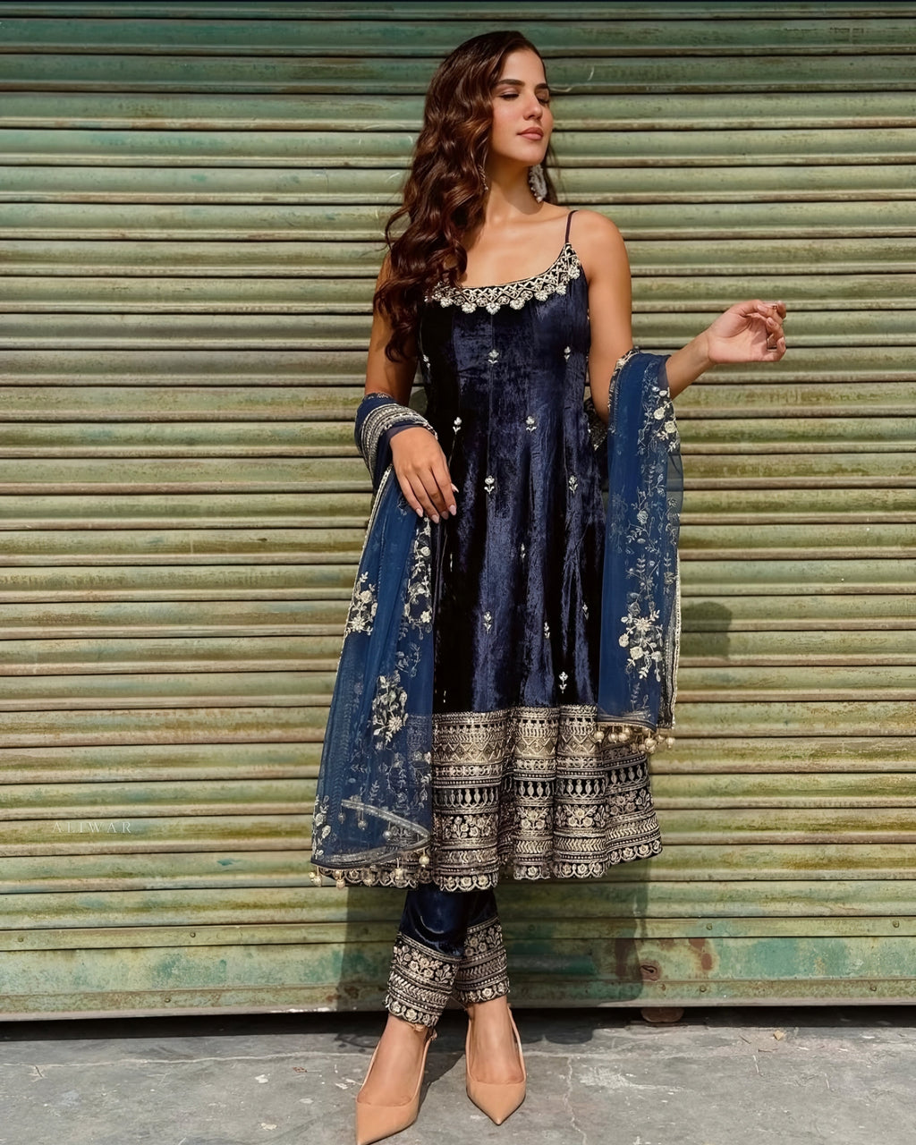 Classic Premium Quality Blue shades Anarkali Suit Set