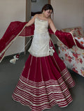 Ivory Maroon Top Bottom Dupatta Suit Set for Women | Wedding & Festive Wear Designer Set