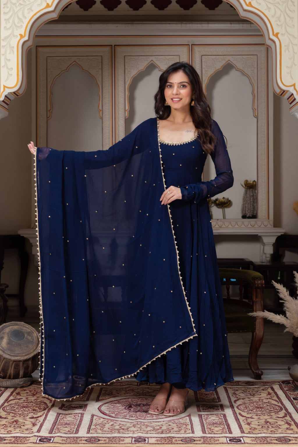 Navy Blue Long Anarkali Dress for Women | Dress for Women Party Wear