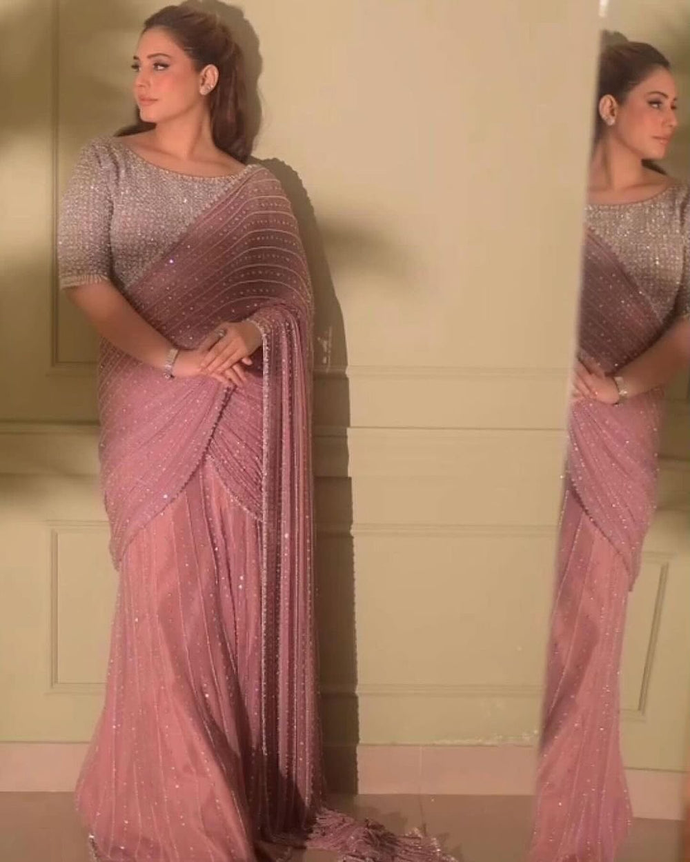 Twinkle Cascade Saree with Sequin Work For Wedding, Party & Cocktail Wear