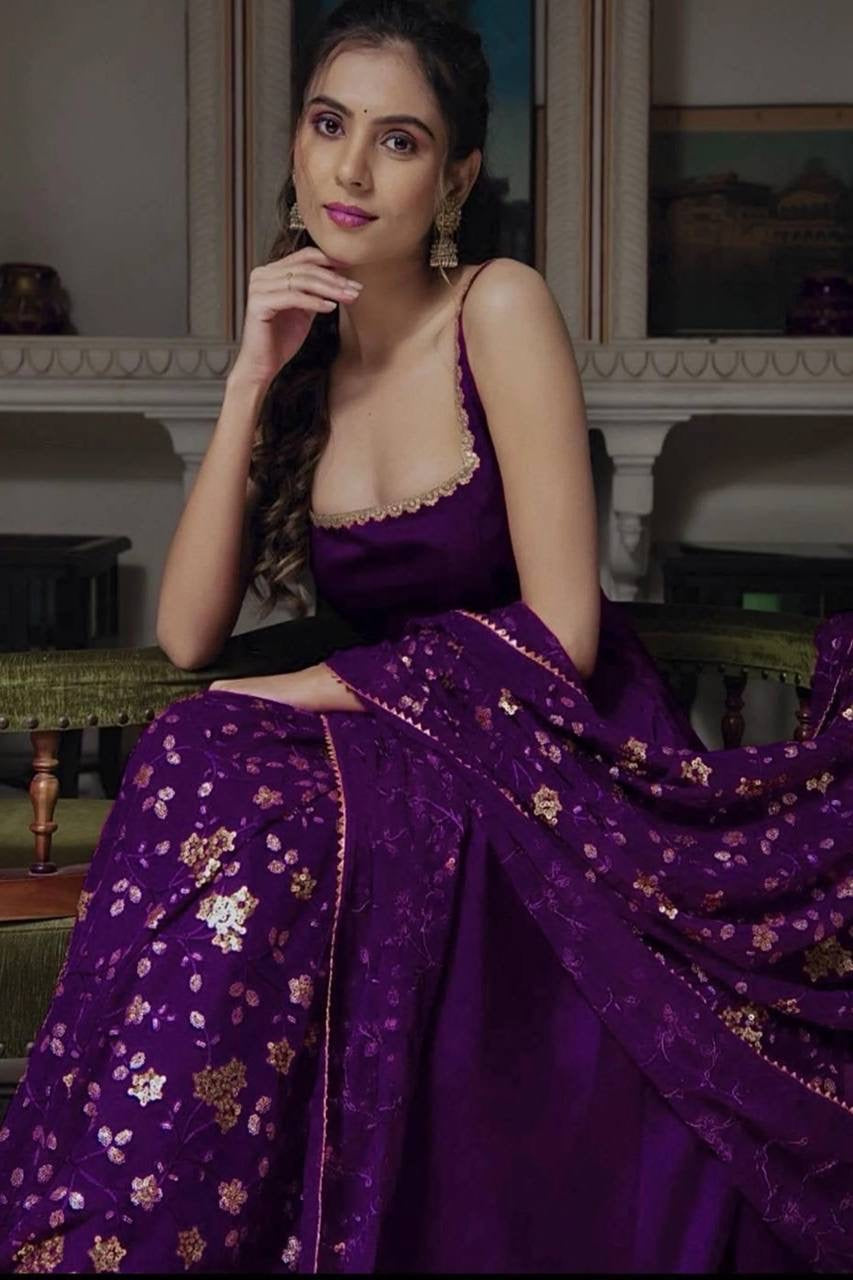 Purple Anarakli Suit Set