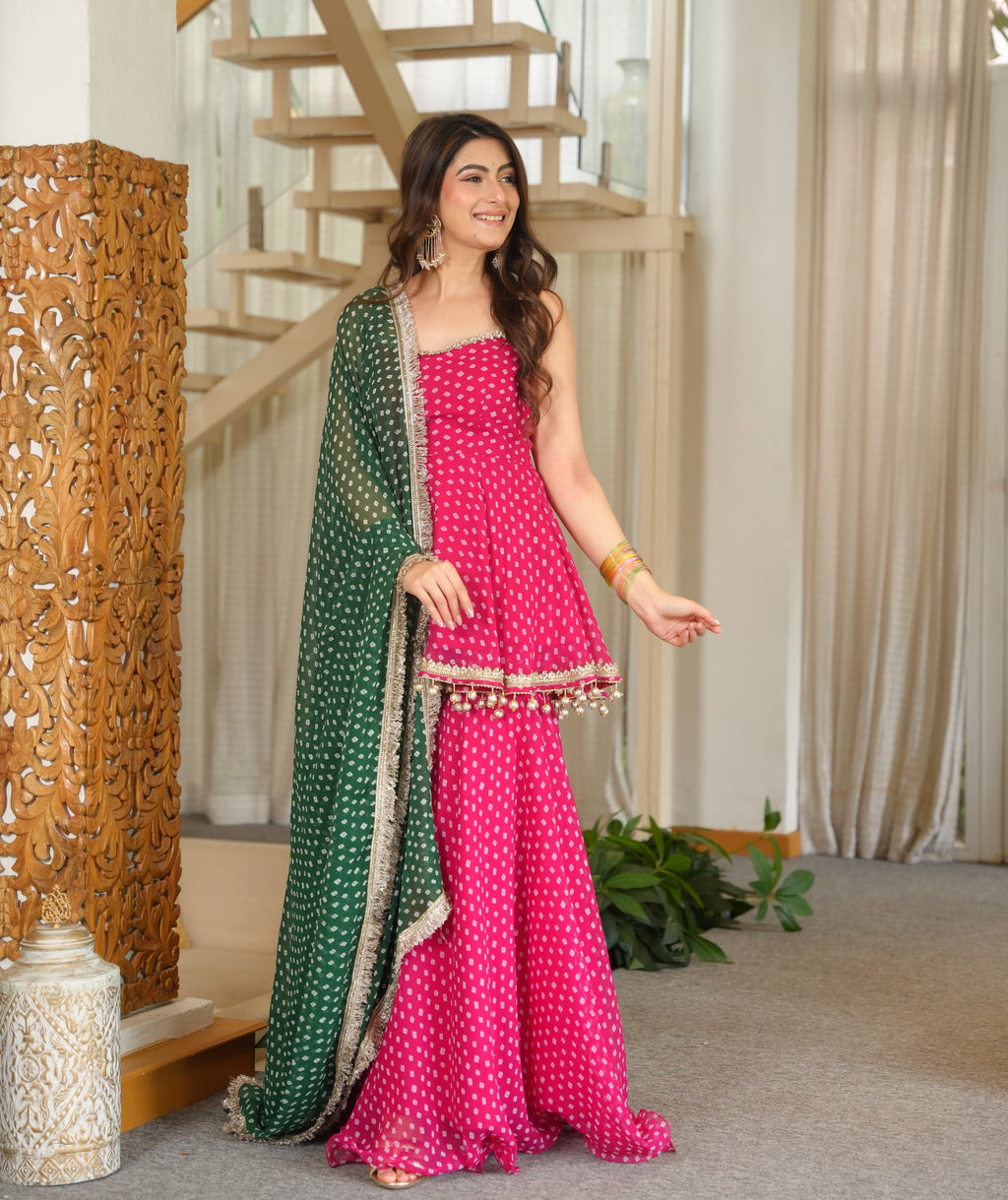 Modern Rani Pink Sharara Suit Set for Women | Festive & Wedding Wear
