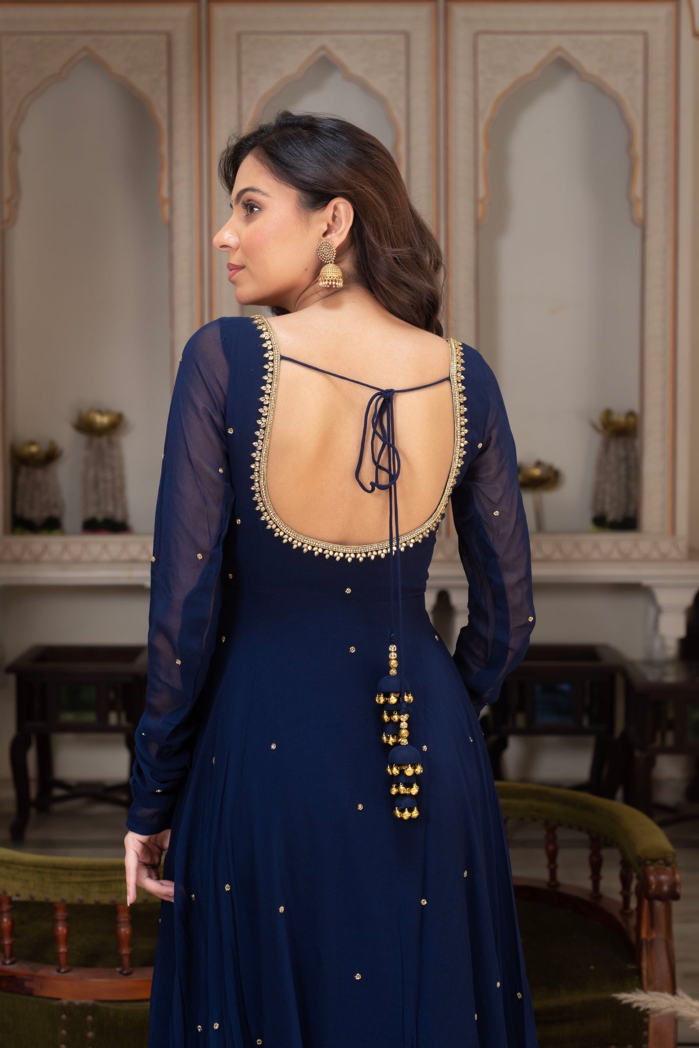 Navy Blue Long Anarkali Dress for Women | Dress for Women Party Wear