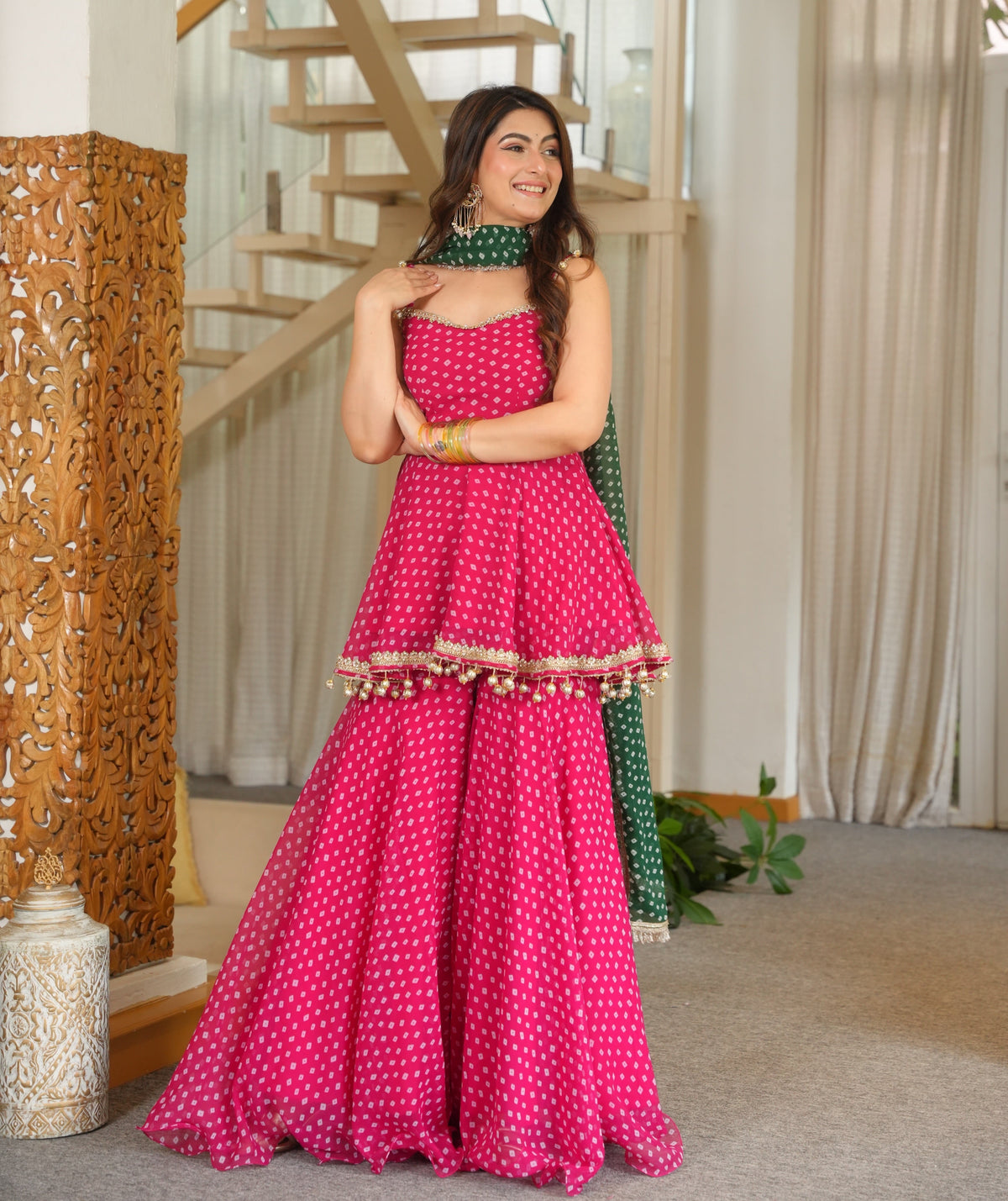 Modern Rani Pink Sharara Suit Set for Women | Festive & Wedding Wear