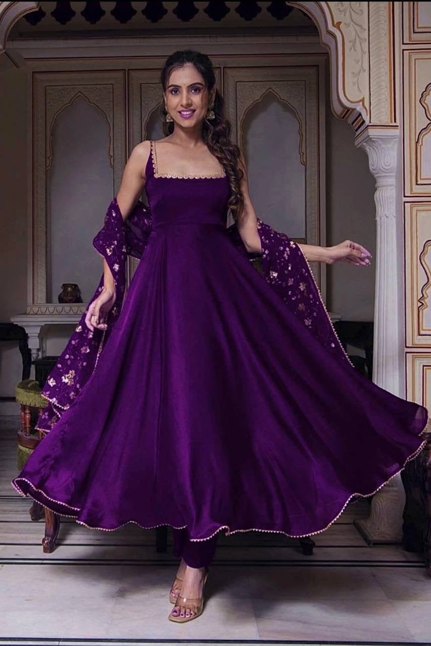 Purple Anarakli Suit Set