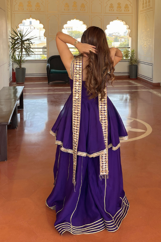 Purple Mirror Work Sharara Suit Set for Women | Designer Festive & Wedding Wear
