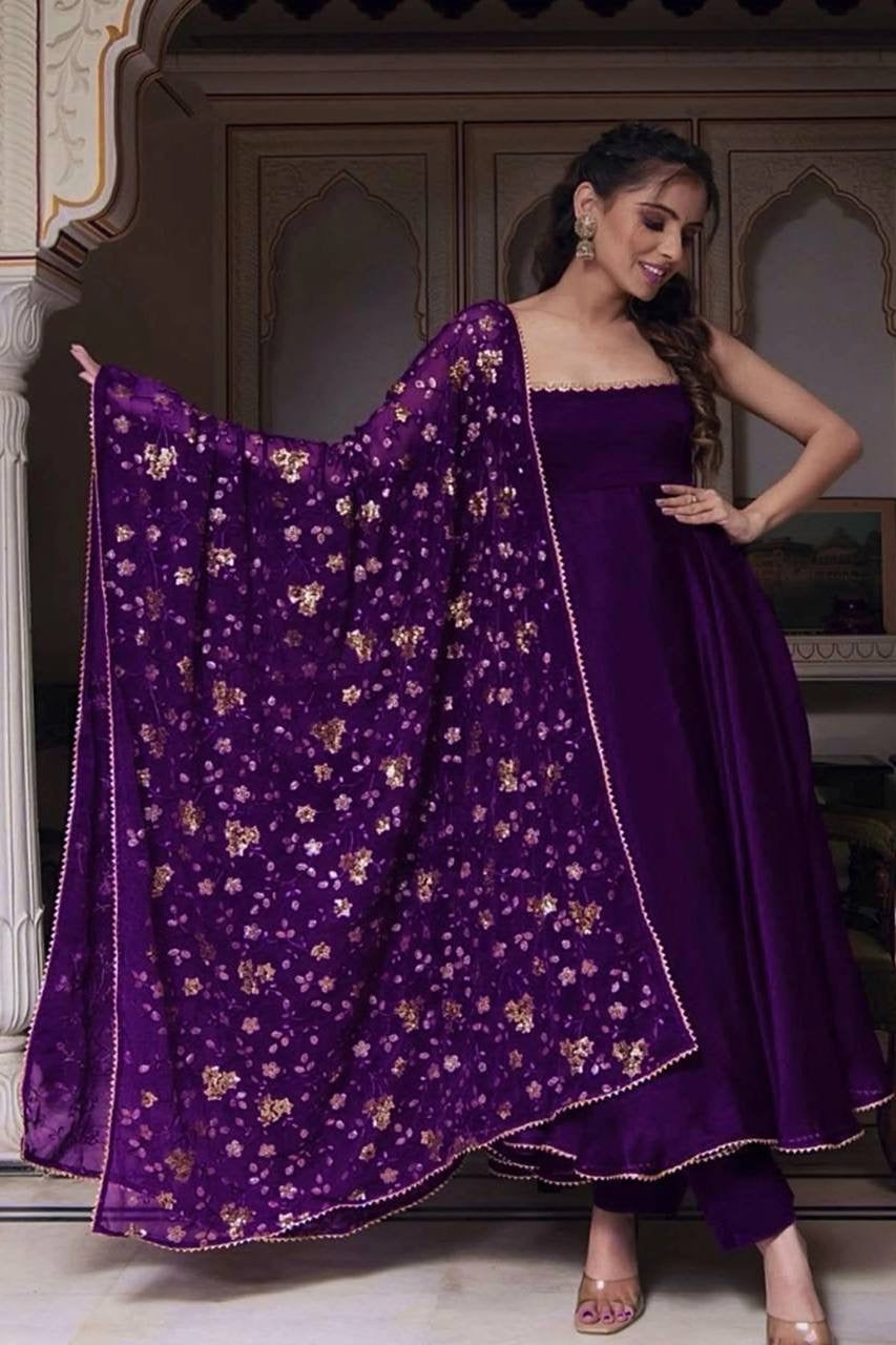 Purple Anarakli Suit Set