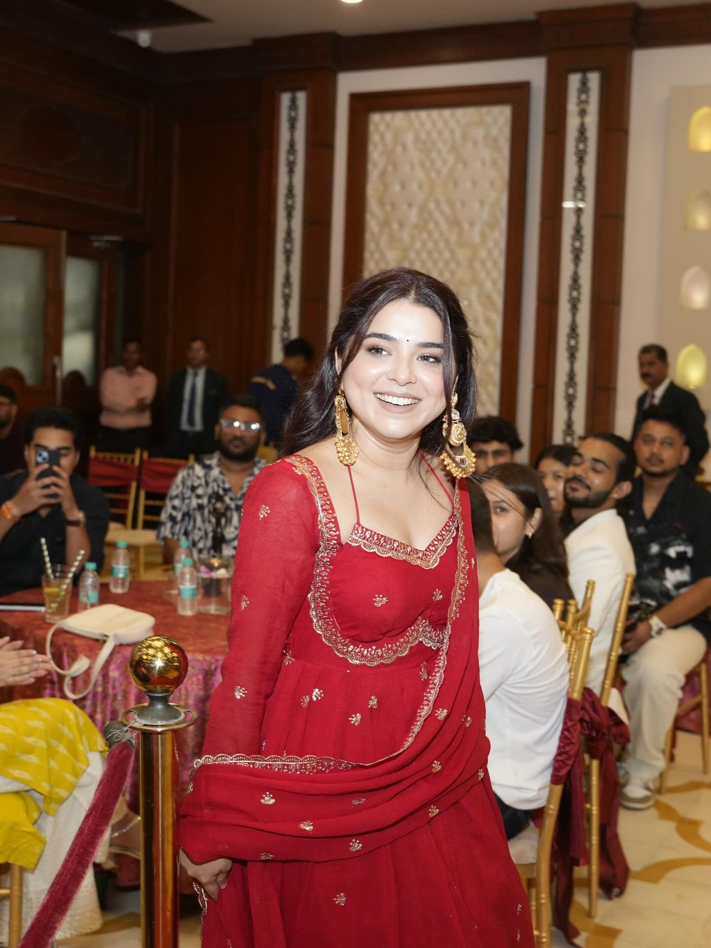 Red Chilli Slit Anarkali Premium Suit Set For Festive & Party Wear