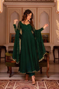Trendy Green Color Georgette Anarkali Suit with Dupatta