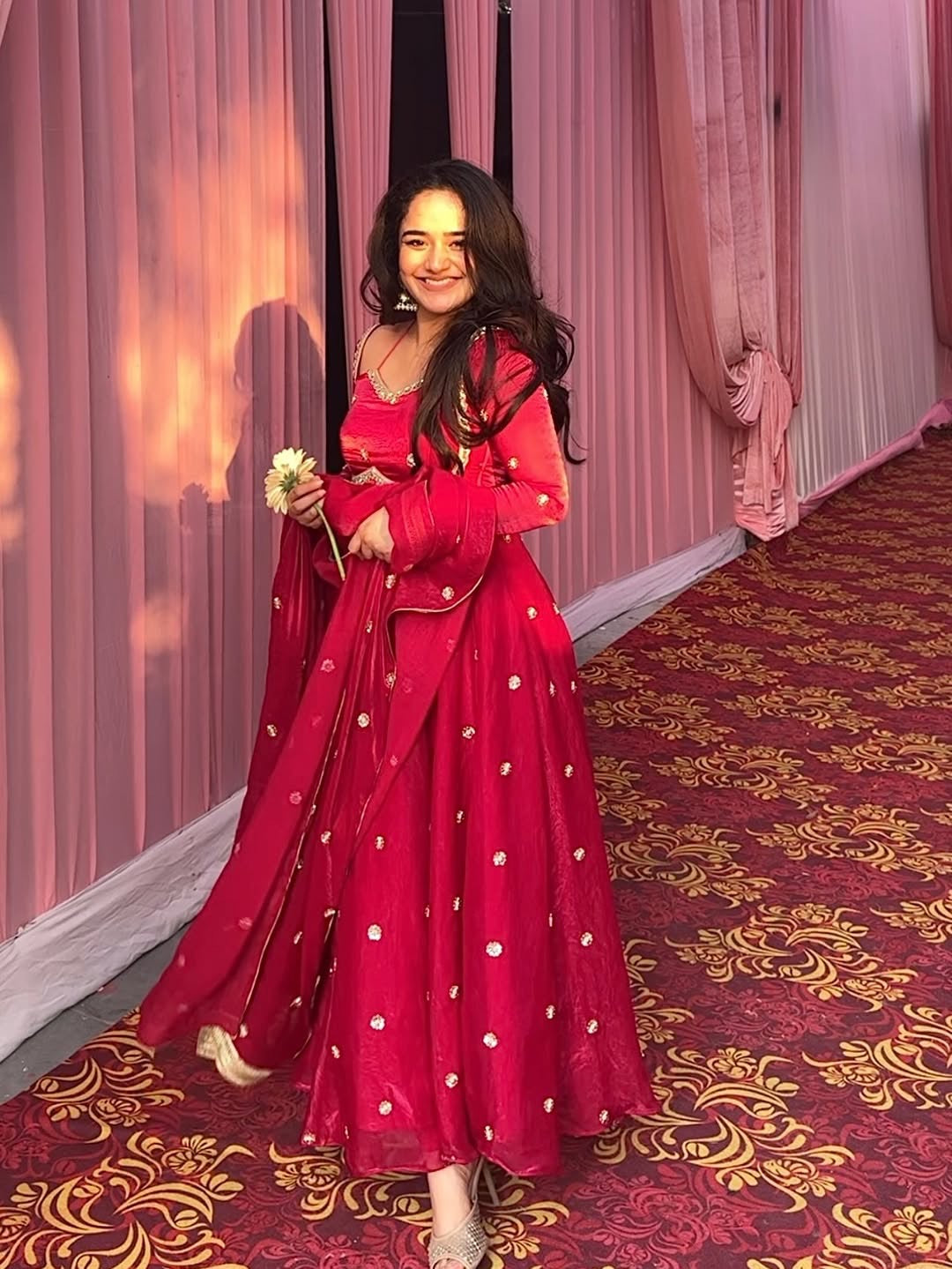 Gorgeous Red Chilli Slit Anarkali Premium Suit Set | Festive & Party Wear