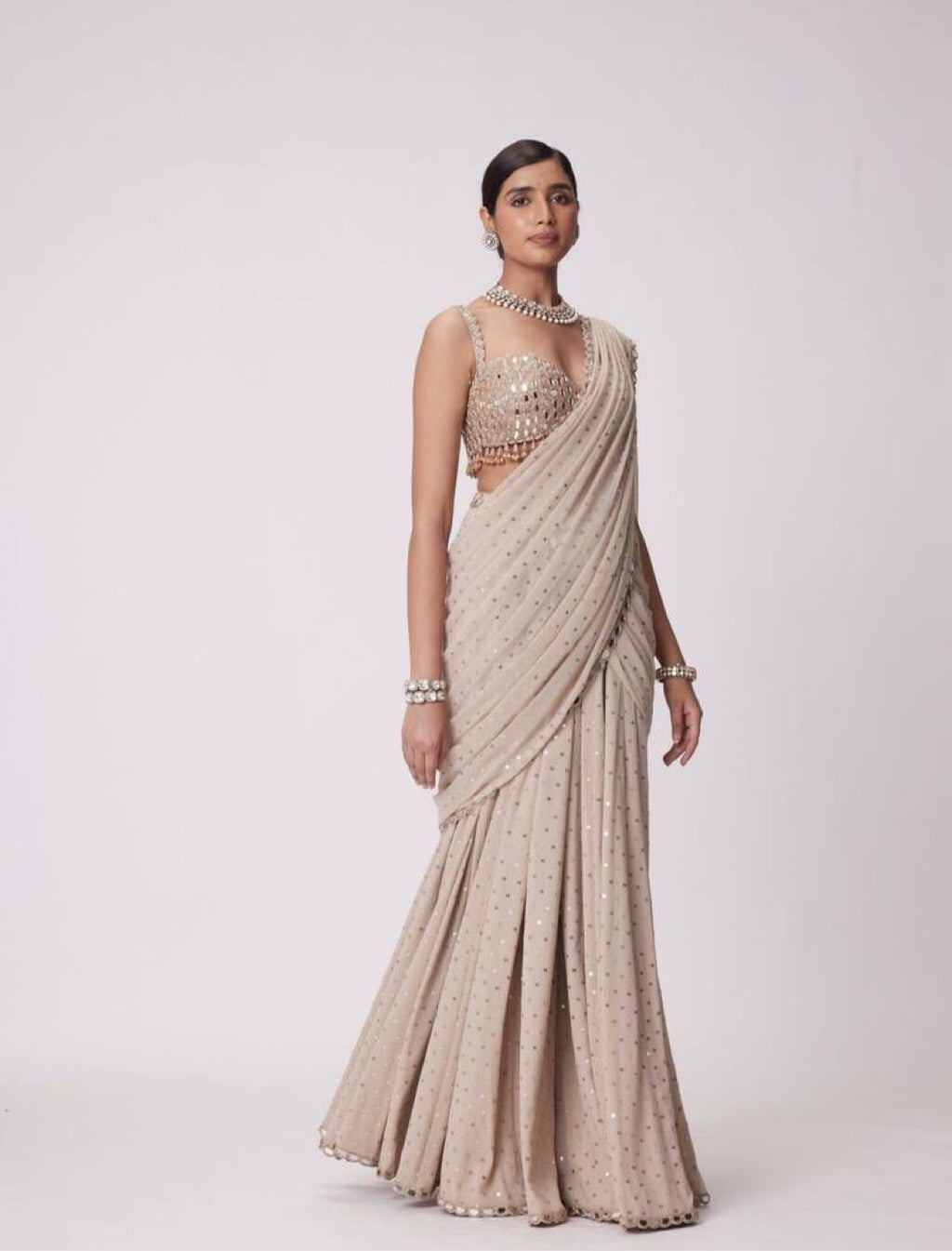 Desi Girl Mirror Work Lehenga Saree For Women