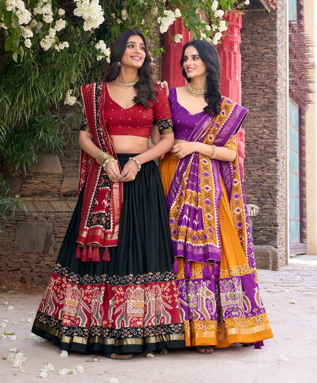 Enchanting Tussar Silk Patola Printed Lehenga Choli Set - ETHNICDEAL