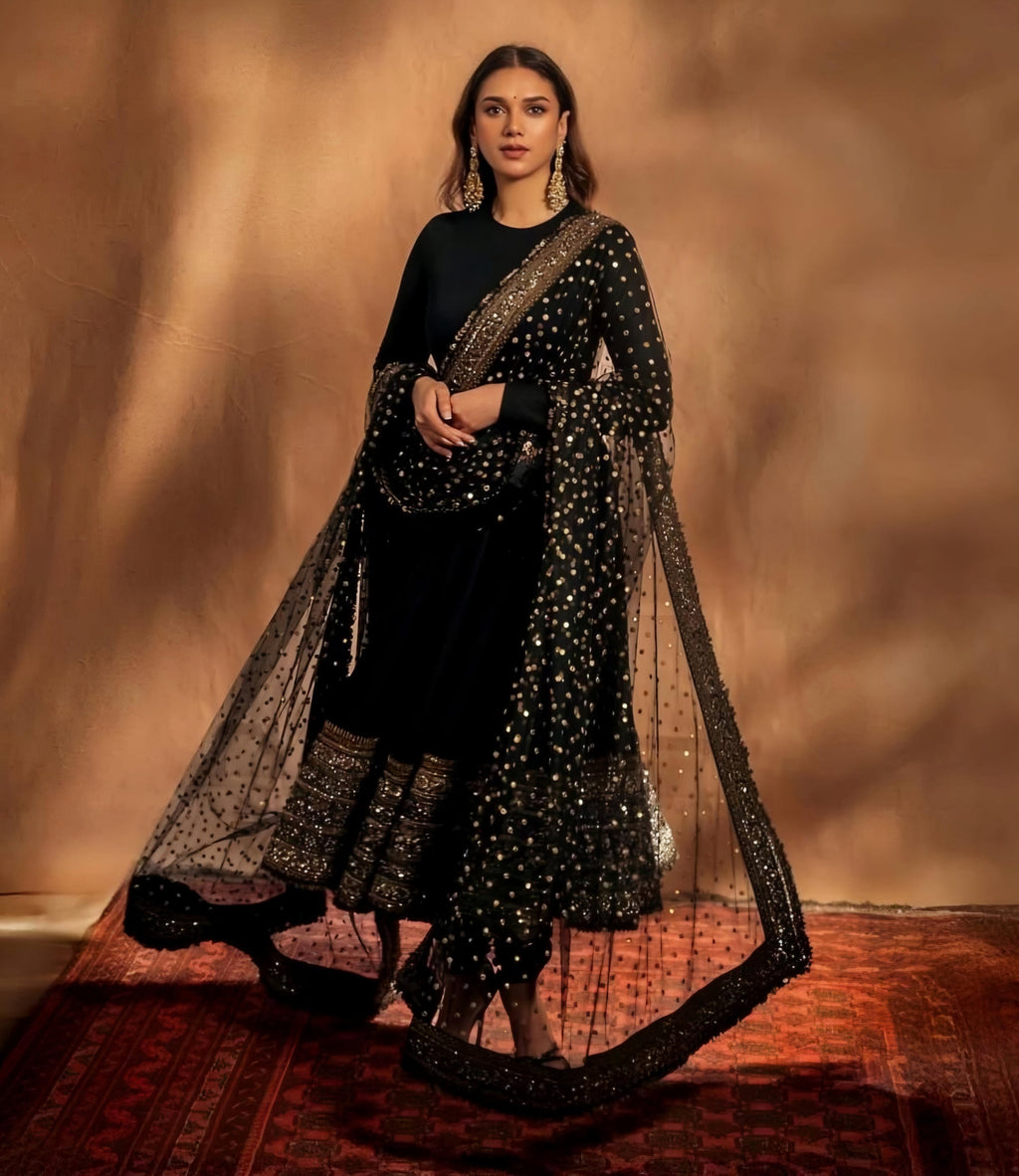 Gorgeous Premium Black Anarkali Suit Set