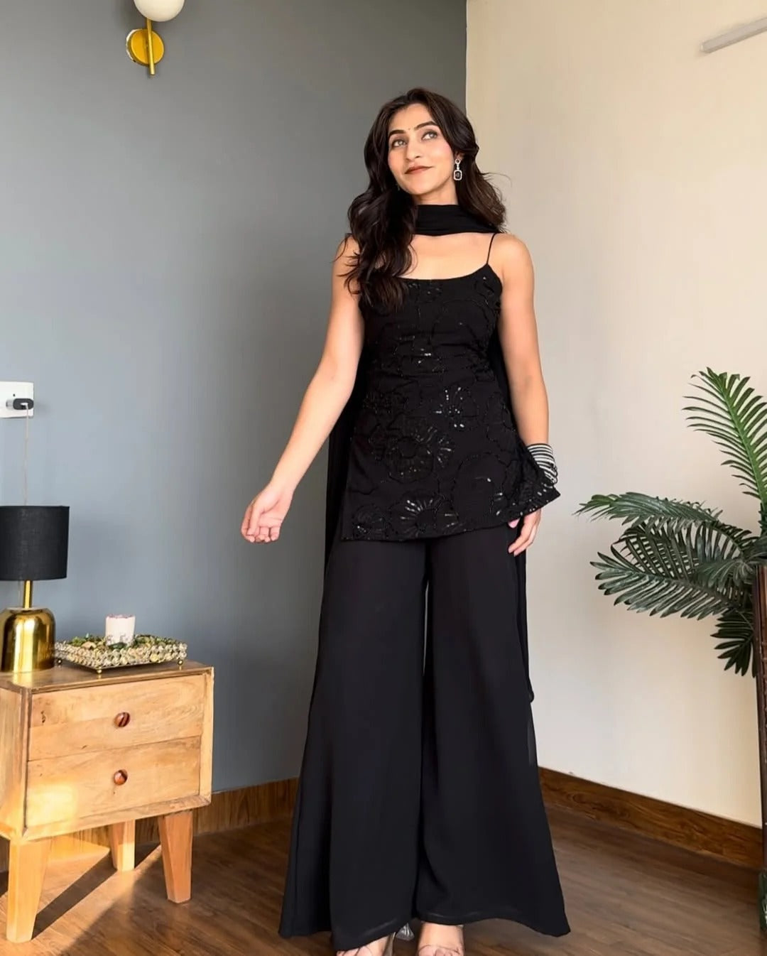 90s Style Iconic Black Kurti Set
