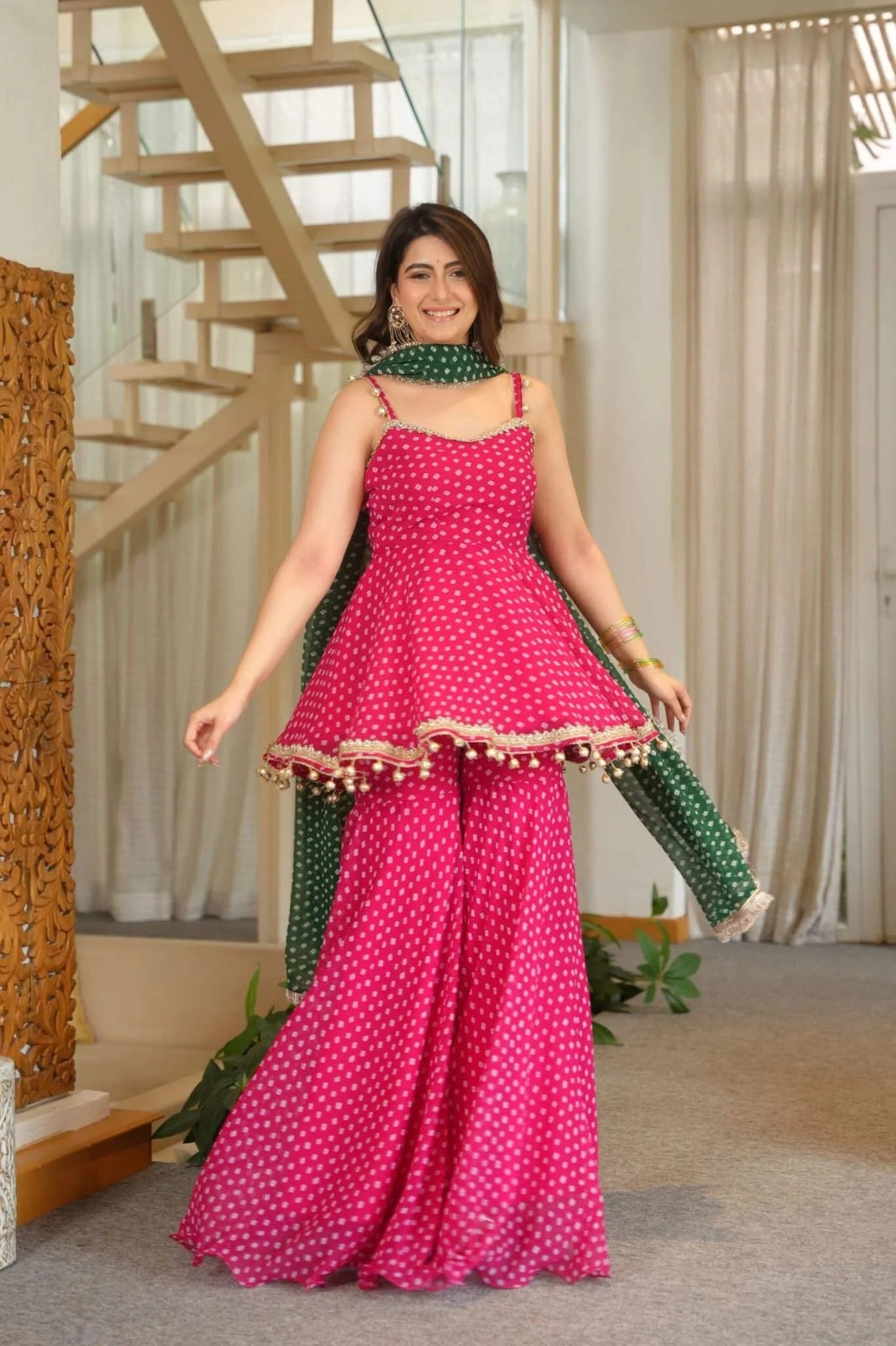 Rani Pink Sharara set for girls