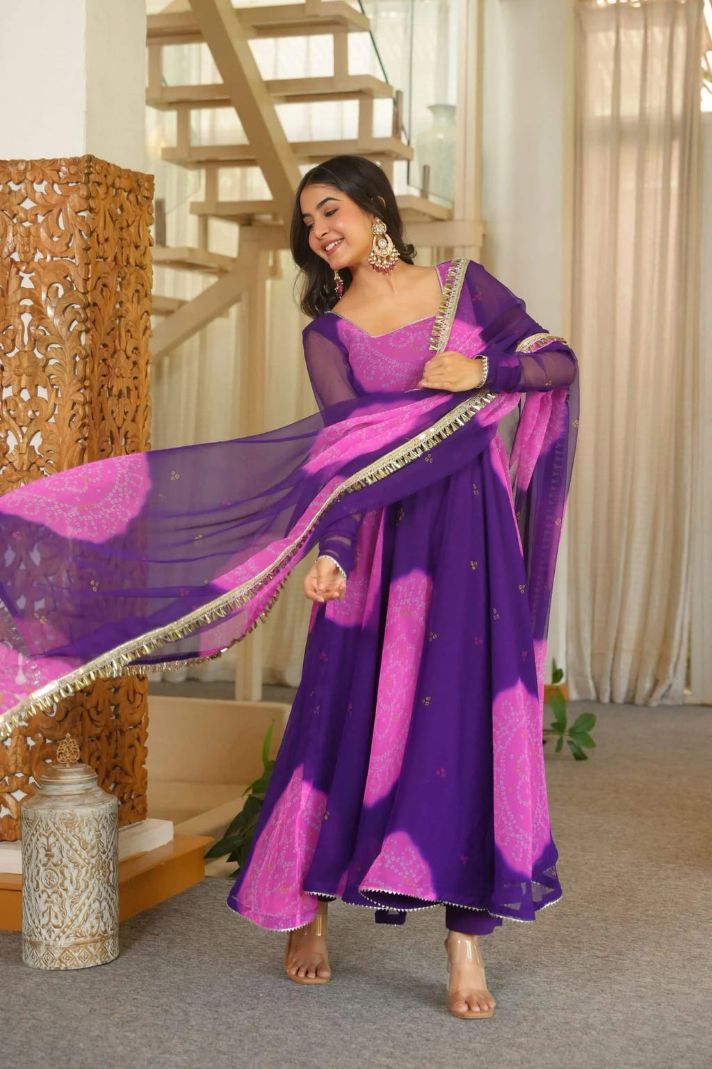Rimjhim Neavy blue-pink Chunari Suit Set