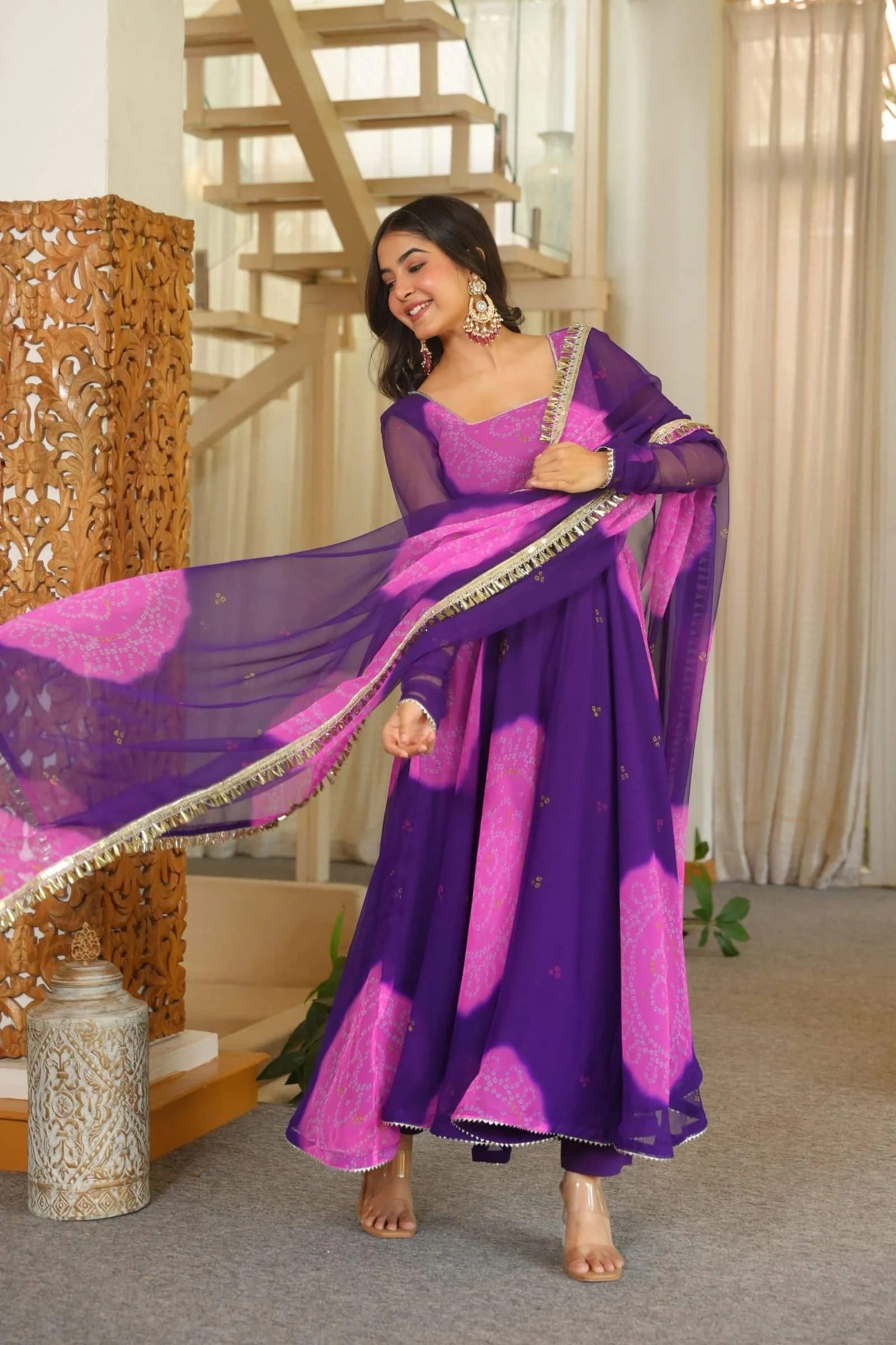 Rimjhim Neavy blue-pink Chunari Suit Set