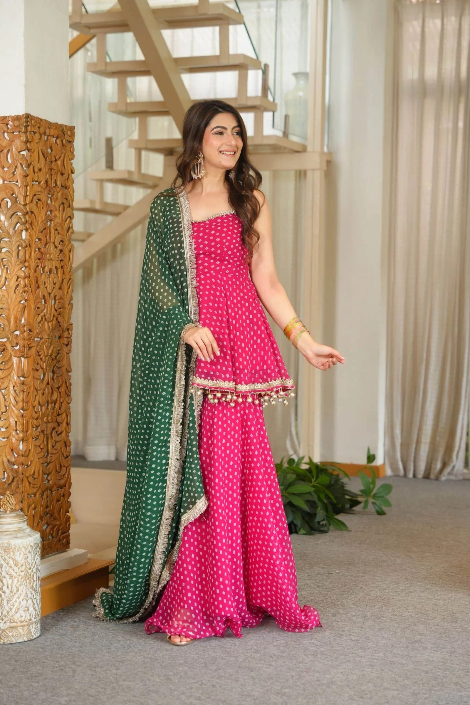 Rani Pink Sharara set for girls