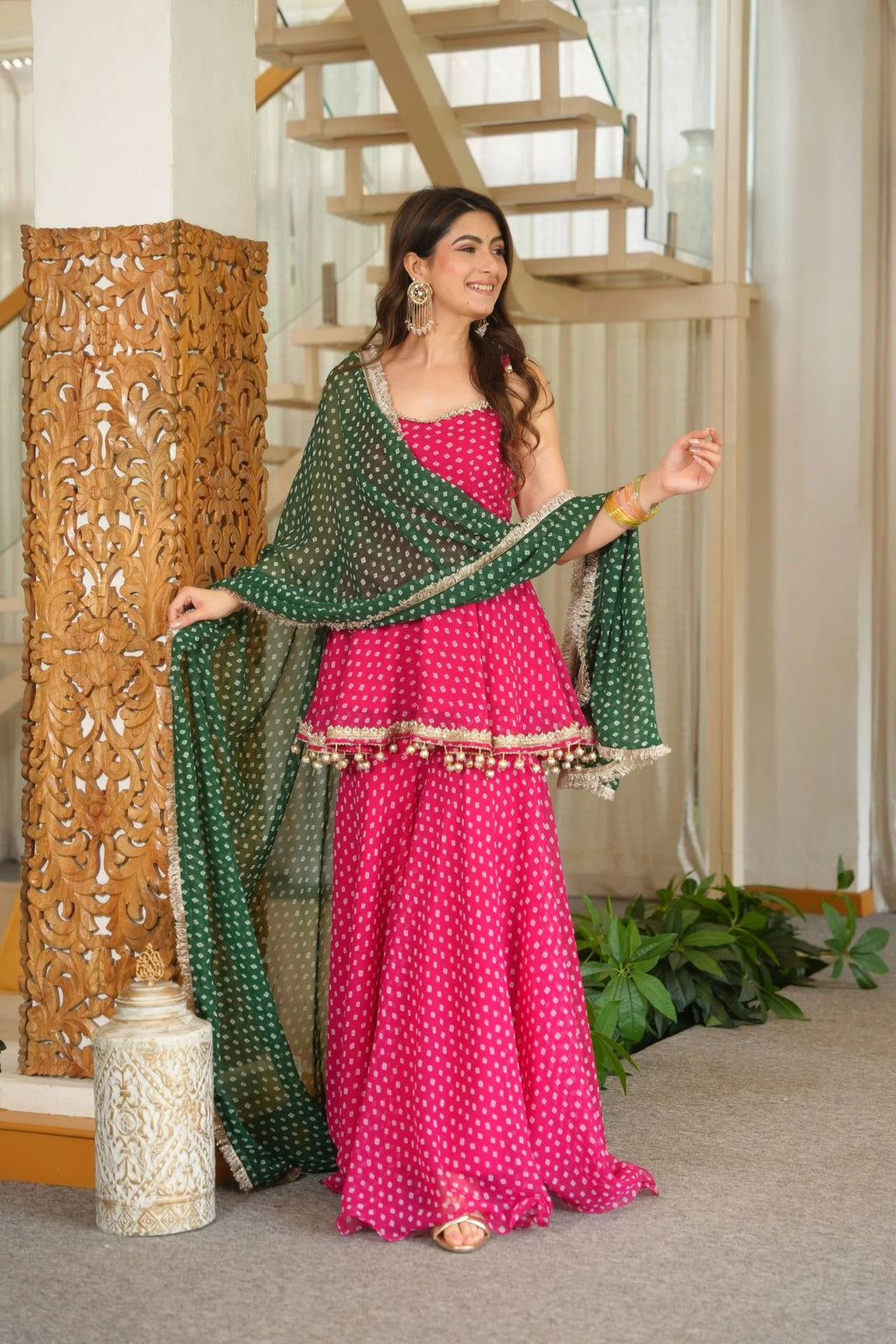 Rani Pink Sharara set for girls