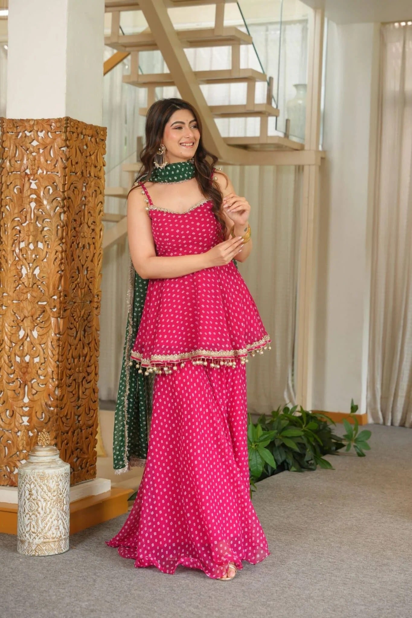Rani Pink Sharara set for girls
