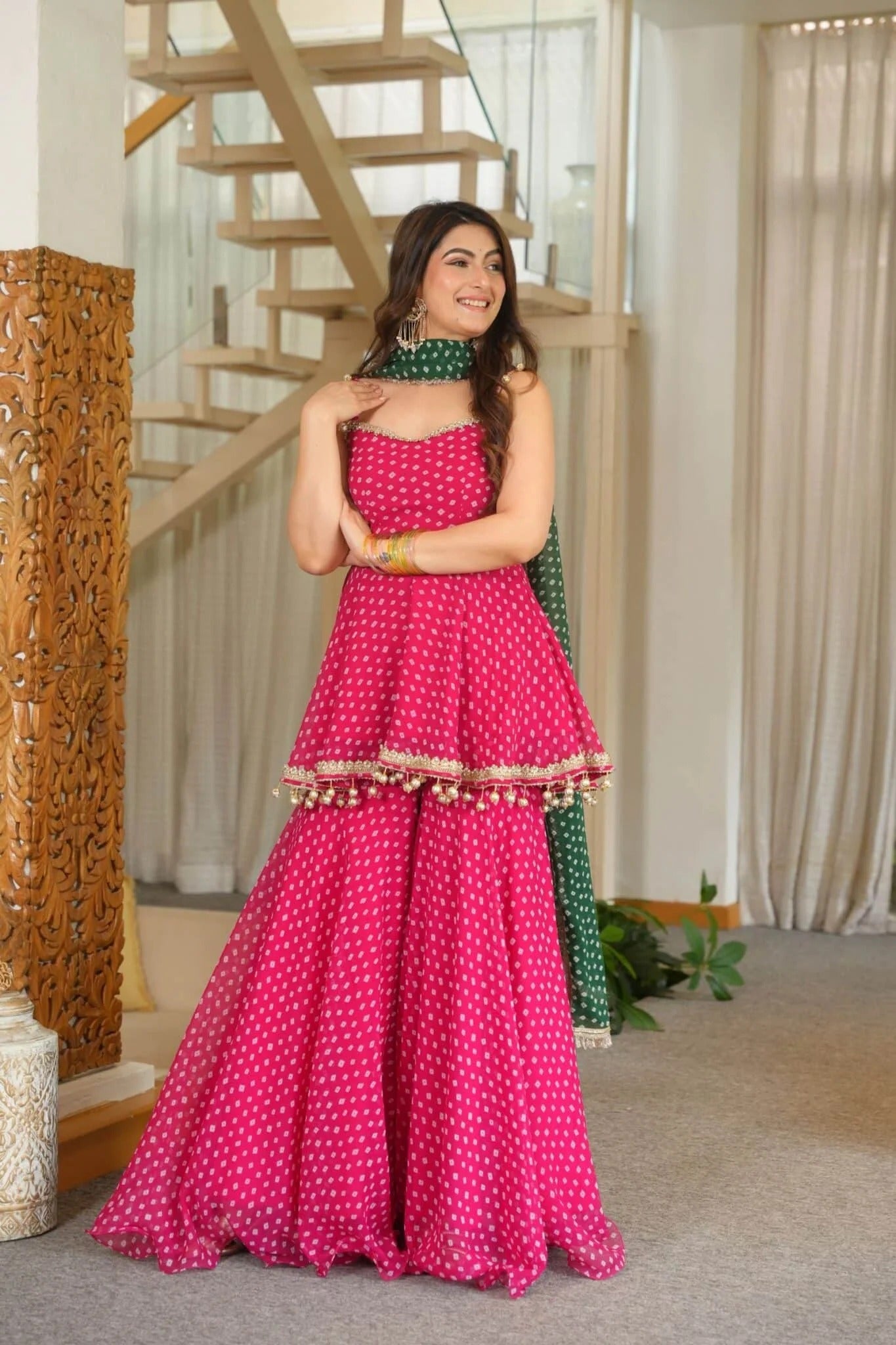 Rani Pink Sharara set for girls