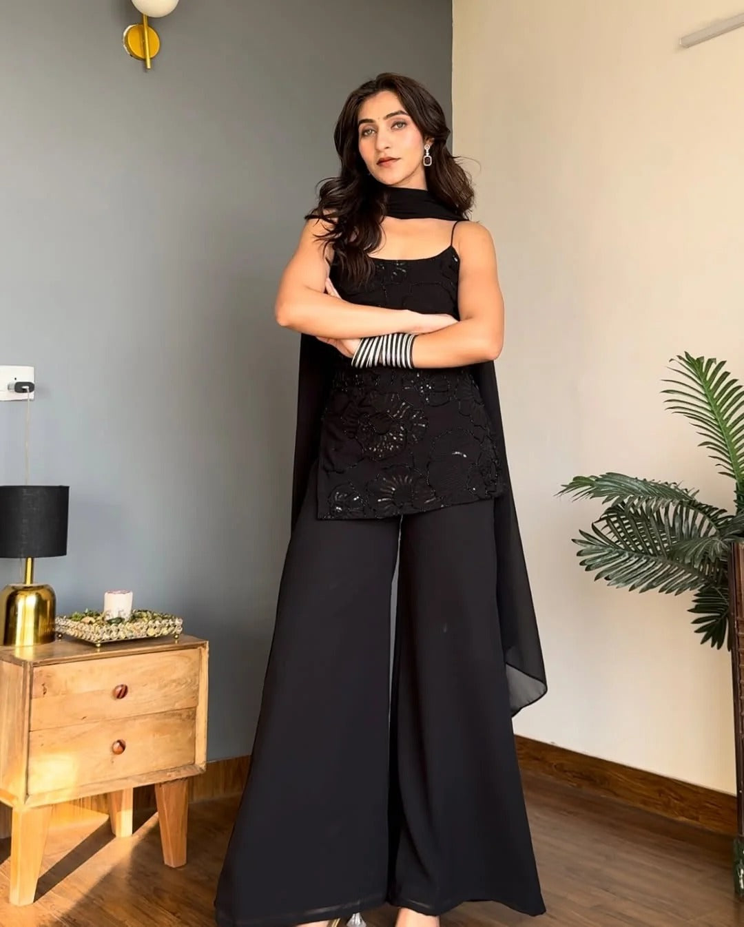 90s Style Iconic Black Kurti Set