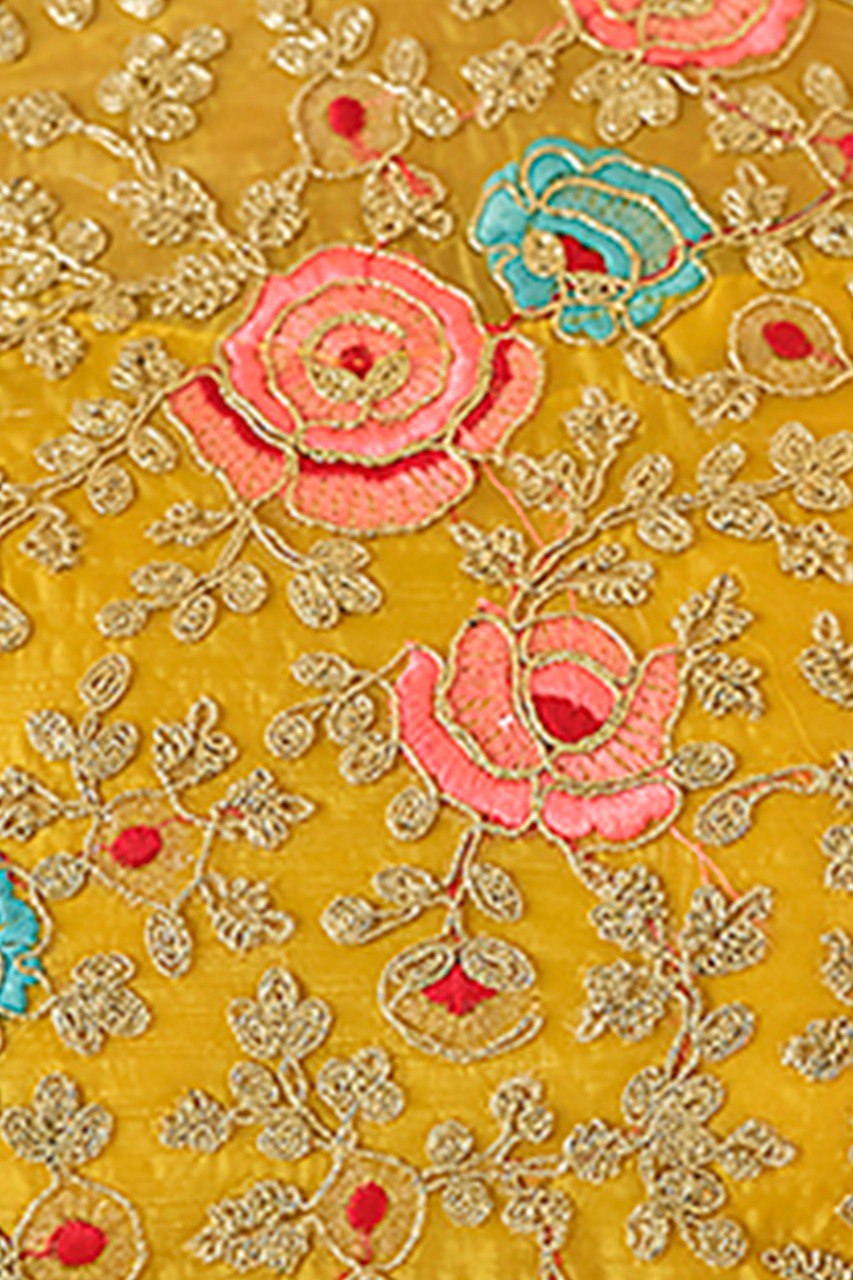 Sunshine Glow – Yellow Organza Saree With Elegant Embroidery - ETHNICDEAL